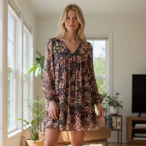 Kaileigh Floral Dress with Long Sleeves
